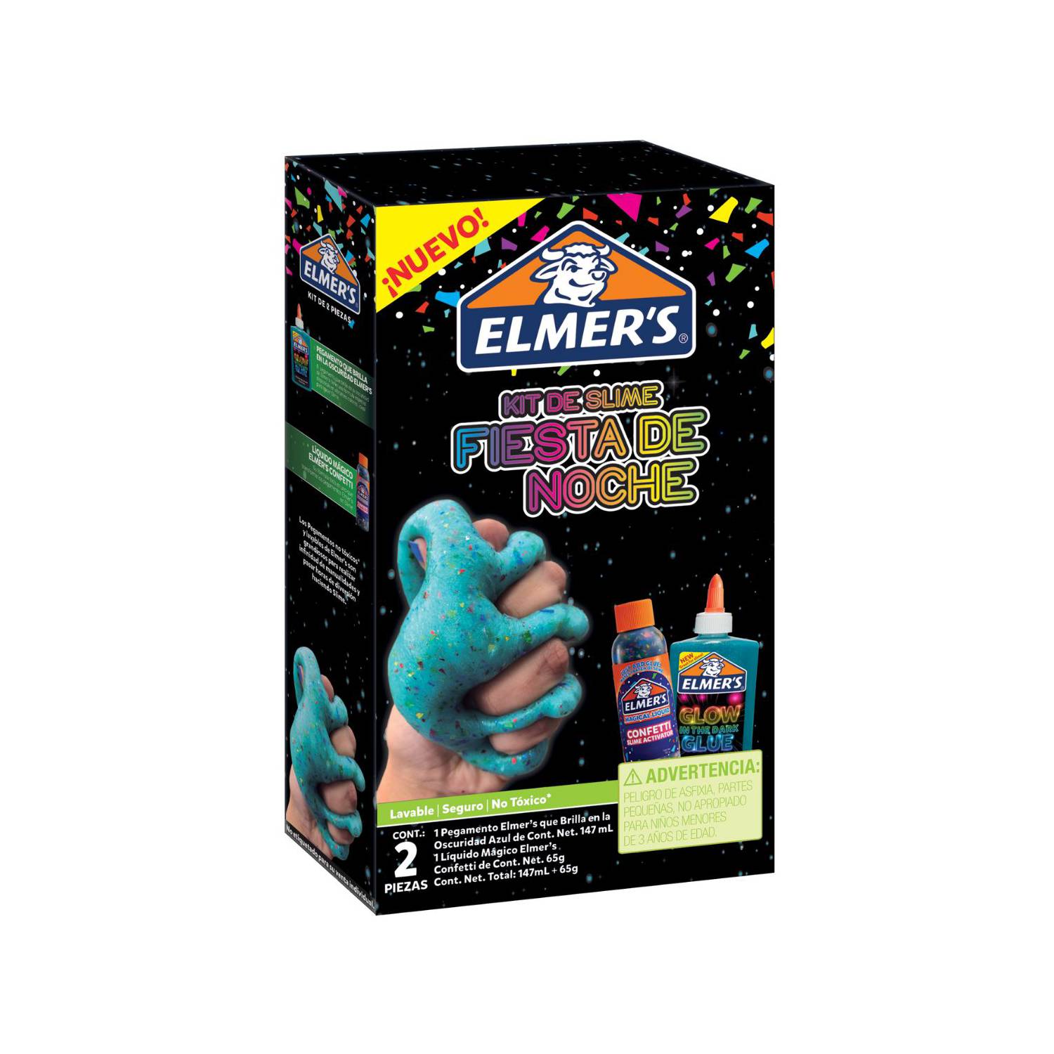 Kit Slime Elmers Fiesta De Noche Brilla En Oscuridad 2piezas
